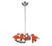 Orsina Bold Orange Multi-Pendant Ceiling Light, Chrome Stem With 4 Adjustable Shades, Glossy Hanging Fixture Orsina Orange
