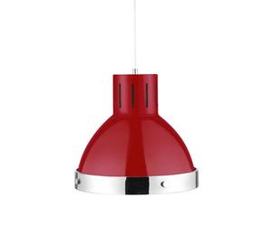 Orsina Bold Red Finish Chrome Pendant Light, Unique Metal Pendant Fixture For Dining Room, Modern Ceiling Light