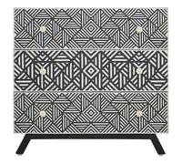 Orsina Bone Monochrome Chest Of Drawers,handcrafted Chest With Pearl Inlay,geometric Storage Drawer,black Drawer