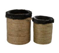 Orsina Bora Set Of 2 Seagrass Baskets With Faux Fur Trim