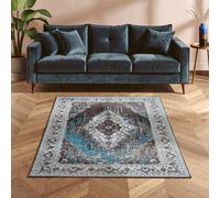Orsina Bosie Morvi Small Jacquard Woven Rug in Blue | Size: 100 cm diameter Orsina Blue 100 cm diameter