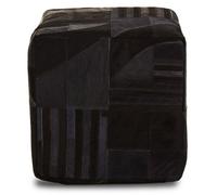 Orsina Bosie Safira Black And Grey Deco Print Leather Pouffe