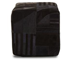 Orsina Bosie Safira Black And Grey Deco Print Leather Pouffe