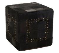 Orsina Bosie Safira Black Patchwork Leather Pouffe With Gold Studs