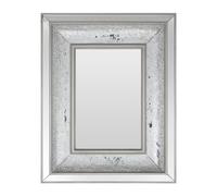 Orsina Boutique Style Wall Mirror with Decorative Mosaic Inlay, Bevelled Frame Rectangular Mirror for Living Room in Silver Orsina Silver