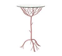 Orsina Branch Table in Rose Gold, Small Tree-Inspired Iron Table, Round Glass Top with Suction Cups, Feature Table in Gold Orsina Gold