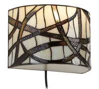 Orsina Branch Wall Light, Hand Rolled Art Glass Shade With Abstract Design, Bronze Frame Accent Light, Wall Light