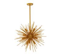 Orsina Brass Finish Metal Pendant Light, Luxe Contemporary Ceiling Light With 12 Bulb Holders