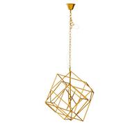 Orsina Brass Finish Six Bulb Pendant Light, Overlapping Cube Metal Frame, Contemporary Luxe Lighting Fixture