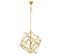 Orsina Brass Finish Six Bulb Pendant Light, Overlapping Cube Metal Frame, Contemporary Luxe Lighting Fixture in Gold Orsina Gold