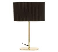 Orsina Brass Table Lamp, Glossy Brass Ceramic Base With Ribbed Detailing, White Fabric Shade Creates Warm Ambient
