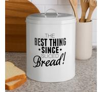 Orsina Bread Bin, Large Metal Storage Bin With Humorous Print & Lid, Ideal For Keeping Bread Fresh in White Orsina White