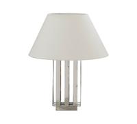 Orsina Brendan Textured Stainless Steel Table Lamp, White Fabric Empire Shade, Hammered Silver Finish Lighting