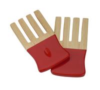 Orsina Bright Orange Bamboo Salad Forks, Picnic Utensils, Travel-Friendly Salad Prongs, Compact Bamboo Servers in Red Orsina Red