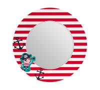 Orsina Bright Pirate Mirror, Cheerful Child Bedroom Mirror, Versatile Colourful Round Pirate Mirror For Washroom Orsina Multicolor