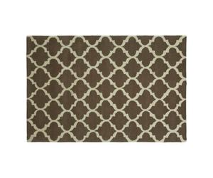 Orsina Brown And Natural Hand Tufted Rug, Durable Cotton Wool Blend Quatrefoil Pattern Rug, Geometric Rug