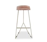 Orsina Brown Leather Bar stool with Silver Frame, Minimal Bar Stool with Footrest, Open Frame Kitchen Stool Orsina Silver