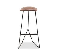 Orsina Brown Leather Bar stool with Silver Frame, Minimal Bar Stool with Footrest, Open Frame Kitchen Stool in Black Orsina Black