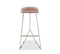 Orsina Brown Leather Bar Stool With Silver Frame, Minimal Bar Stool With Footrest, Open Frame Kitchen Stool