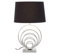 Orsina Brushed Chrome Sphere Table Lamp, Sculptural Circular Metal Base With Black Linen Shade, Table Light Orsina Black