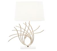 Orsina Brushed Chrome Spoke Table Lamp, Sculptural Chrome Base With White Linen Shade, Modern Decorative Table Light Orsina White