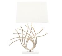 Orsina Brushed Chrome Spoke Table Lamp, Sculptural Chrome Base With White Linen Shade, Modern Decorative Table Light