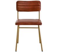 Orsina Buffalo Leather Dining Chair With Gold Finish Frame in Brown Orsina Brown