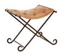 Orsina Buffalo Light brown Leather & Iron Stool Orsina Brown