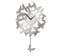 Orsina Butterflies Stainless Steel Wall Clock, Traditional Clock With Contrasting Hands, Silver Decorative Clock Orsina Silver