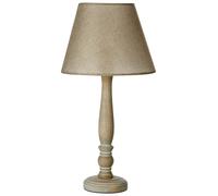 Orsina Candlestick Table Lamp with Plain Rod, White Wooden Base with Beige Fabric Shade, Lighting with Switch in Natural Orsina Natural
