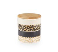 Orsina Captivating Leo Stacking Canister, Ceramic Storage Container With Animal Print, Jar With 2 Stackable Sections Orsina Multicolor