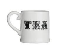 Orsina Carnival Tea Text Ceramic Mug in White Orsina White