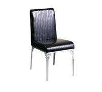 Orsina Carved Legs Black Crocodile Leather Effect Dining Chair, Comfortable Dining Chair, Black Dining Room Chair