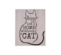 Orsina Cat Wall Plaque, Charming Wooden Sign With Artistic Cat Illustration, Rustic Finish Adds Whimsy To Hallways in Cream Orsina Cream