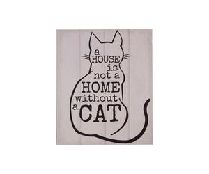 Orsina Cat Wall Plaque, Charming Wooden Sign With Artistic Cat Illustration, Rustic Finish Adds Whimsy To Hallways