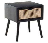 Orsina Cebu Black Side Table With Rattan Drawer