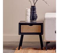 Orsina Cebu Black Side Table with Rattan Drawer Orsina Black