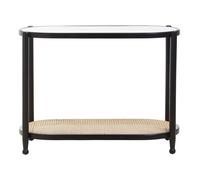 Orsina Cebu Rattan & Glass 2 Tier Console Table in Black Orsina Black