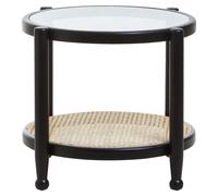 Orsina Cebu Rattan & Glass Side Table in Black Orsina Black