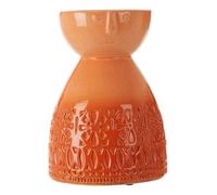 Orsina Ceramic Face Vase, Medium Coral Stoneware, Engraved Face Pottery Vase For Home Decor, Decorative Flower Vase in Orange Orsina Orange