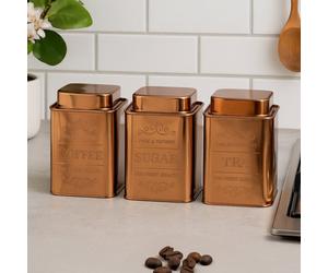 Orsina Chai Set Of 3 Copper Finish Storage Canisters