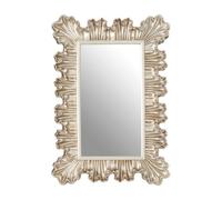 Orsina Champagne Finish Clamshell Design Wall Mirror,symmetrical Pleated Hanging Mirror,perfect Mounted Mirror