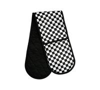 Orsina Check Mate Double Oven Glove, Quilted Heat-Resistant Fabric With Timeless Check Pattern, Protects Both in Black Orsina Black