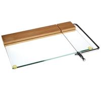 Orsina Cheese Cutter With Glass Board, Integrated Wire Slicer & Tempered Glass Base, Rustic Wood & Steel Cutter Arm in Clear Orsina Clear