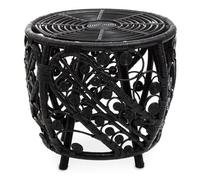 Chic Design Black Natural Rattan Side Table, Versatile Coffee Table, Sturdy And Stable Table For Living Room