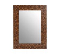 Orsina Chic Dimensional Squares Wall Mirror, Hand Painted Red Beech Wall Mirror, Textured Rectangle Frame Mirror