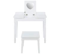 Orsina Childrens Dressing Table And Chair, Crisp White Dressing Table With Mirror, Body Posture Vanity Chair