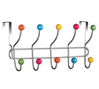Orsina Chrome 10 Hook Hanger With Multi-Colour Plastic Balls, Wall Mounted Rack For Coats, Bags Or Accessories Orsina Multicolor