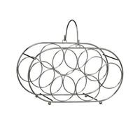 Orsina Chrome 6 Bottle Oval Wine Rack, Metal Wine Holder With Polished Chrome Finish, Compact Design