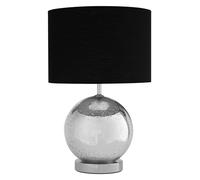 Orsina Chrome Ball Table Lamp With Black Fabric Shade, Decorative Bedside Light, Monochrome Desk Light Accent Orsina Black